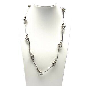 1990s Modernist 22" Turkish Sterling Silver Knot Necklace — EUC